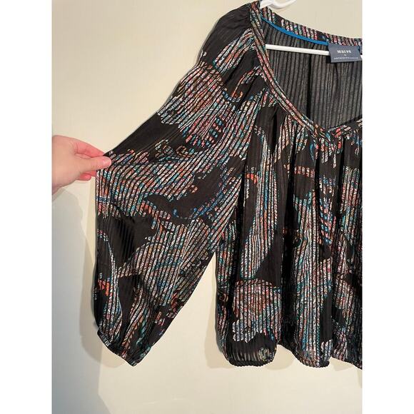 Maeve Anthropologie Madeira‎ Burnout Satin Printed Blouse - Picture 3 of 12